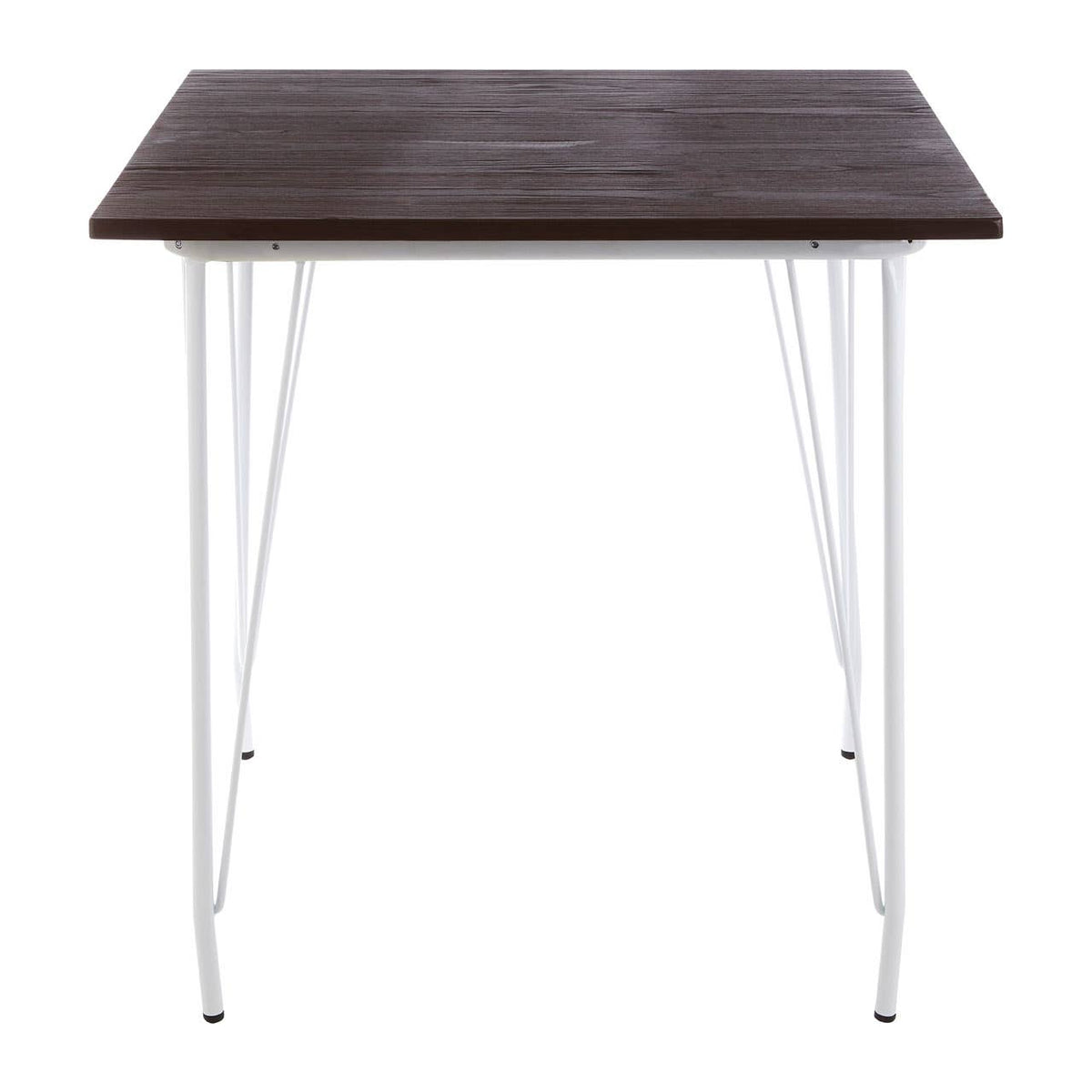 District White Metal And Elm Wood Table.
