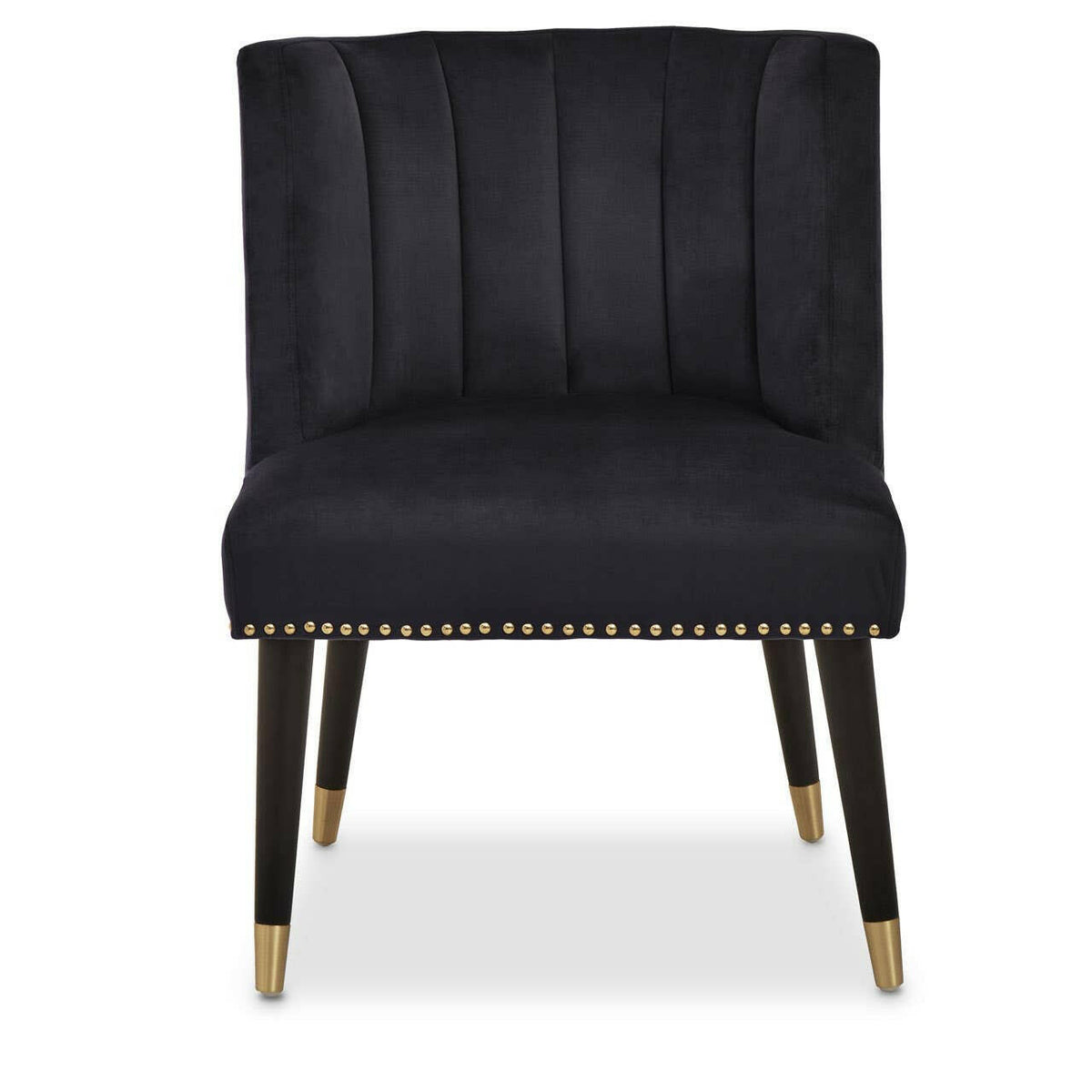 Doucet Black Velvet Chair With Black Legs.