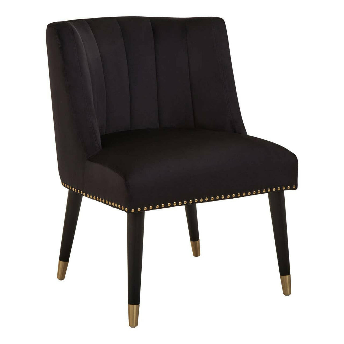 Doucet Black Velvet Chair With Black Legs.