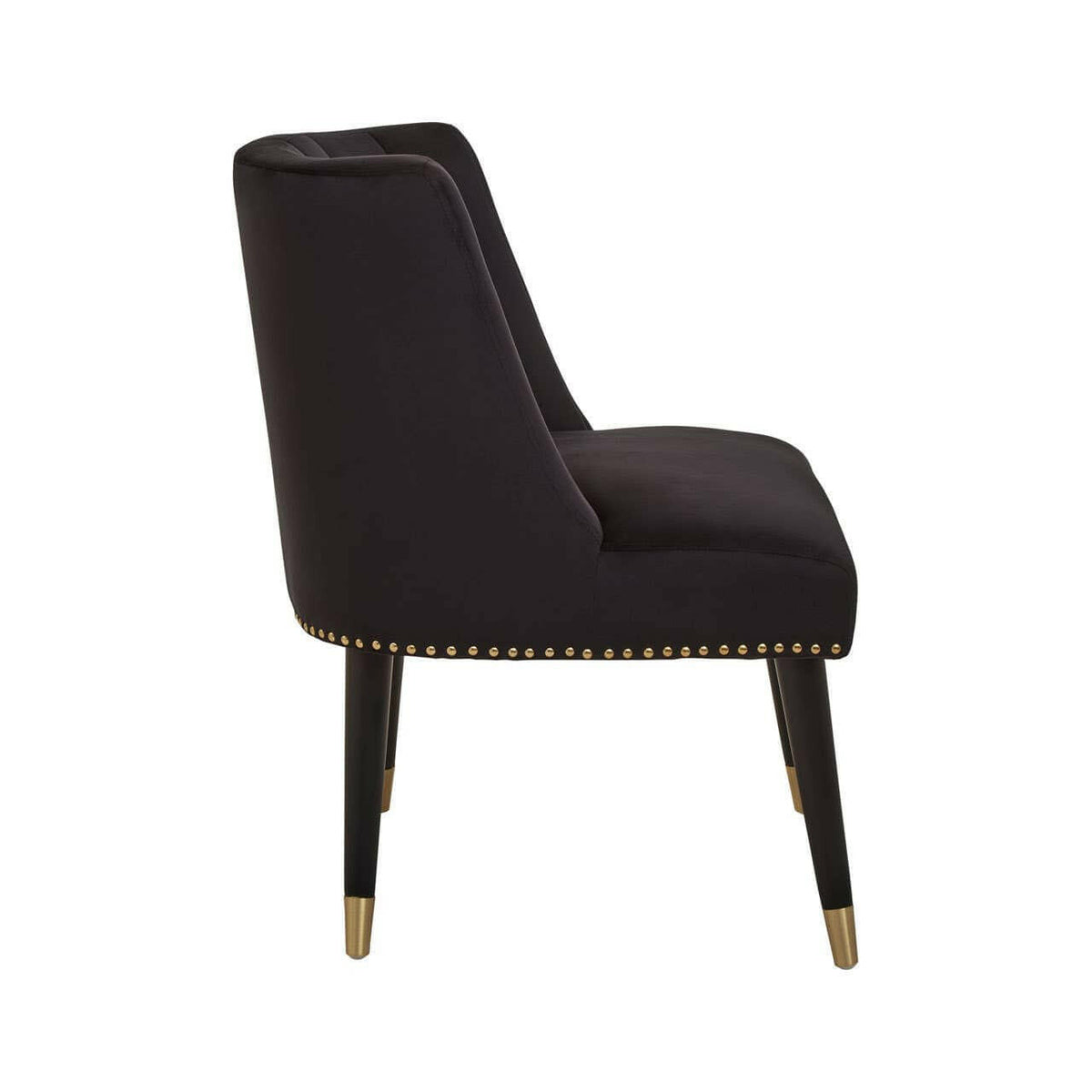 Doucet Black Velvet Chair With Black Legs.