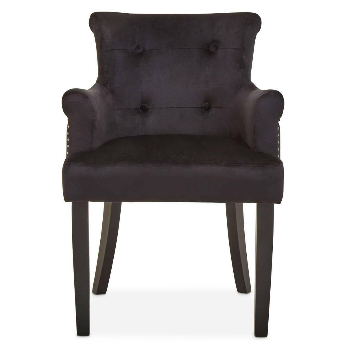 Doucet Black Velvet Chair With Ring Back.