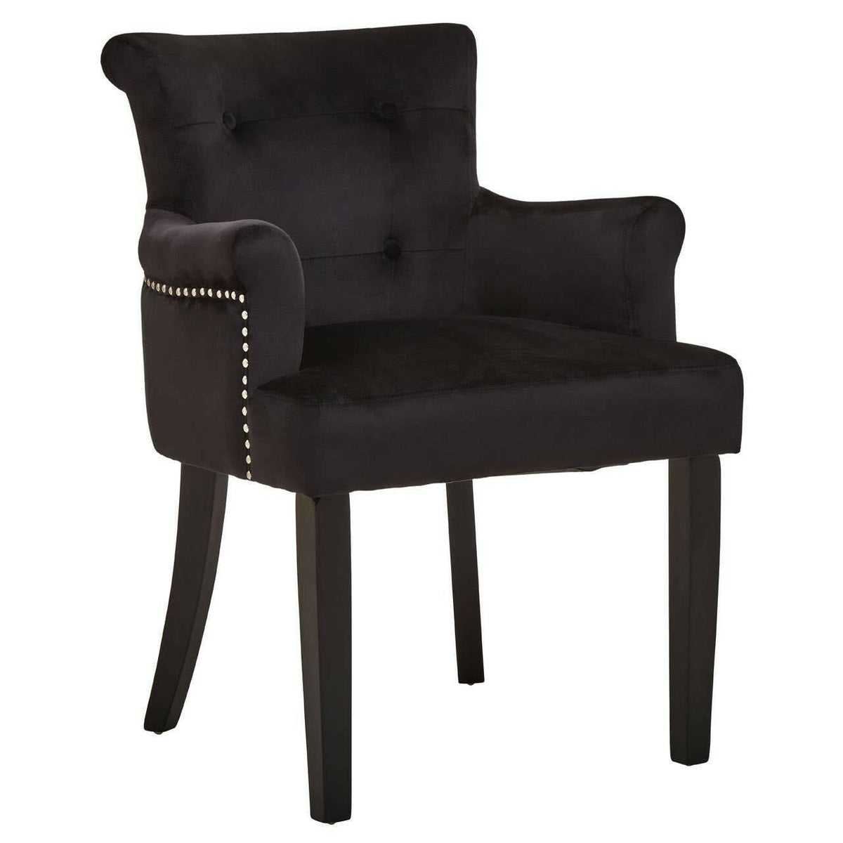 Doucet Black Velvet Chair With Ring Back.
