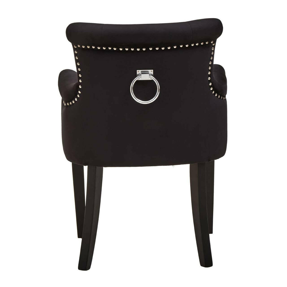 Doucet Black Velvet Chair With Ring Back.