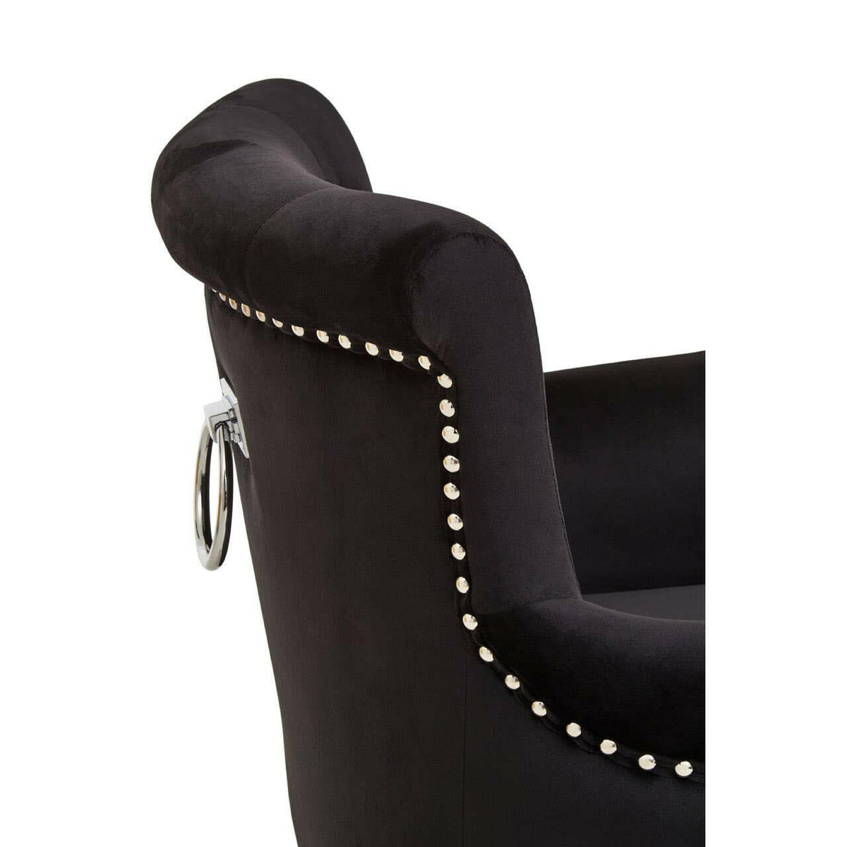 Doucet Black Velvet Chair With Ring Back.