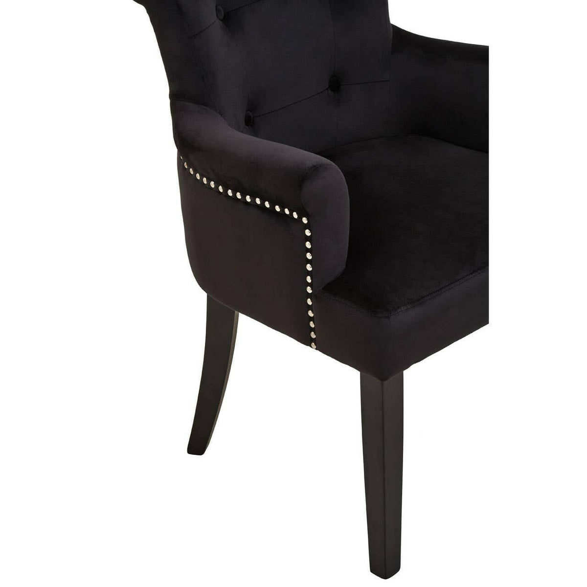 Doucet Black Velvet Chair With Ring Back.