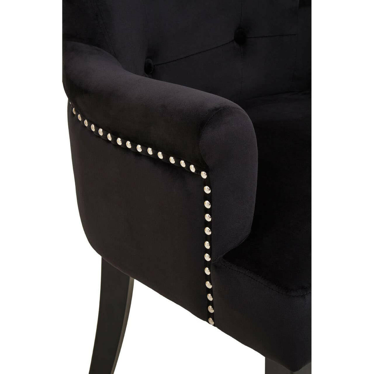 Doucet Black Velvet Chair With Ring Back.