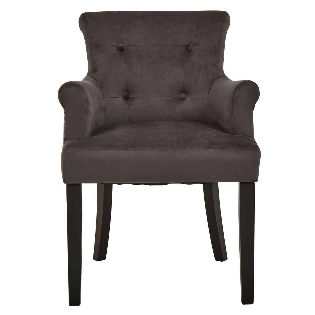 Doucet Grey Velvet Chair With Ring Back.