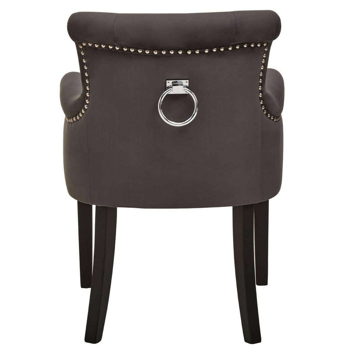 Doucet Grey Velvet Chair With Ring Back.
