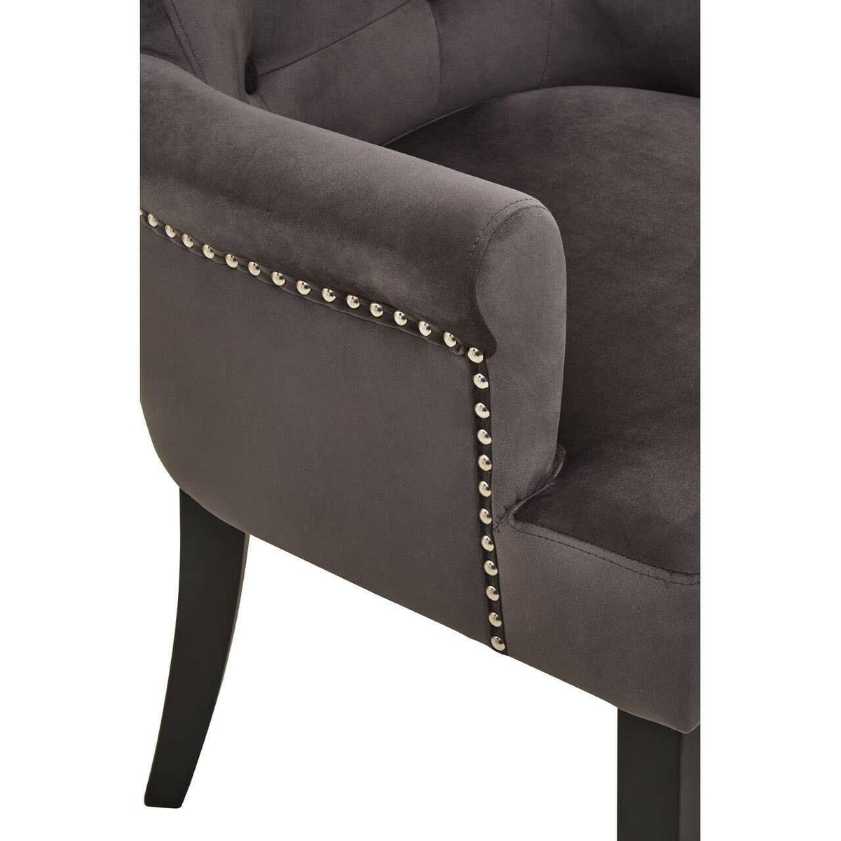 Doucet Grey Velvet Chair With Ring Back.