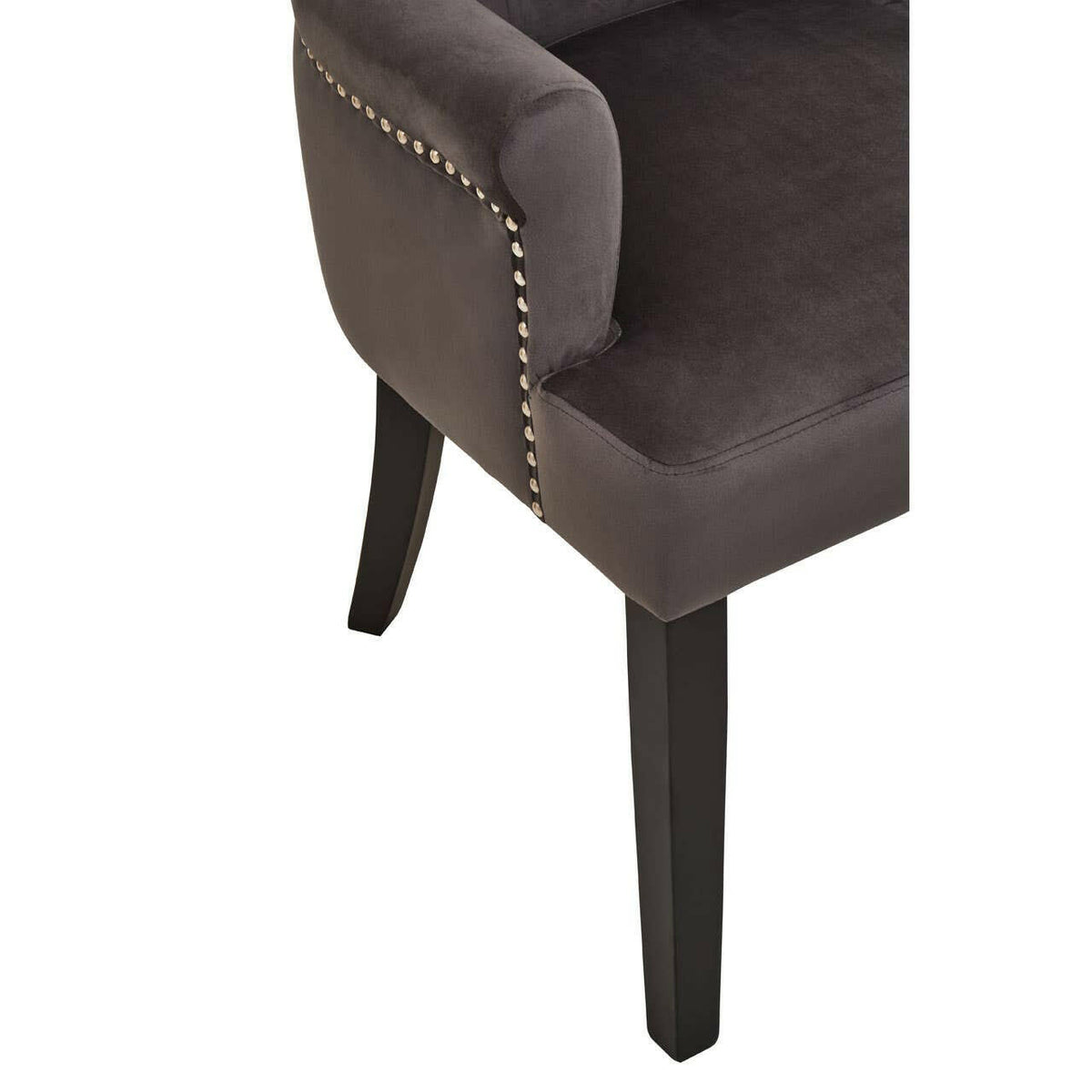 Doucet Grey Velvet Chair With Ring Back.