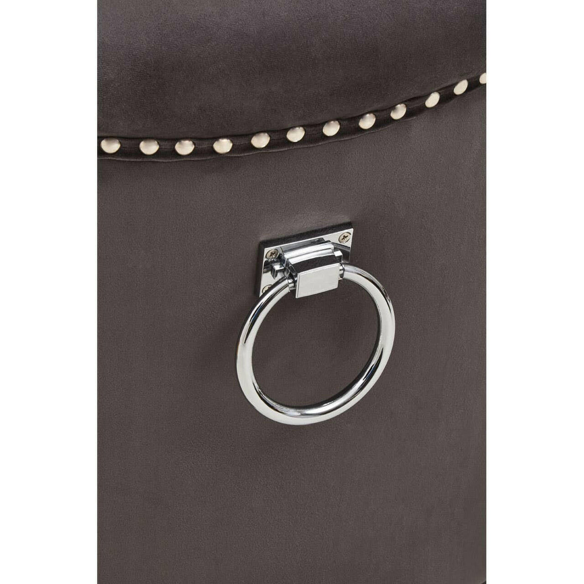 Doucet Grey Velvet Chair With Ring Back.