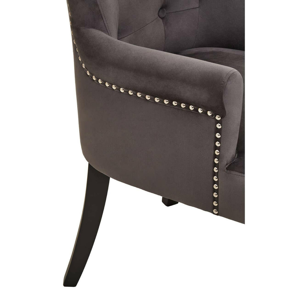 Doucet Grey Velvet Chair With Ring Back.