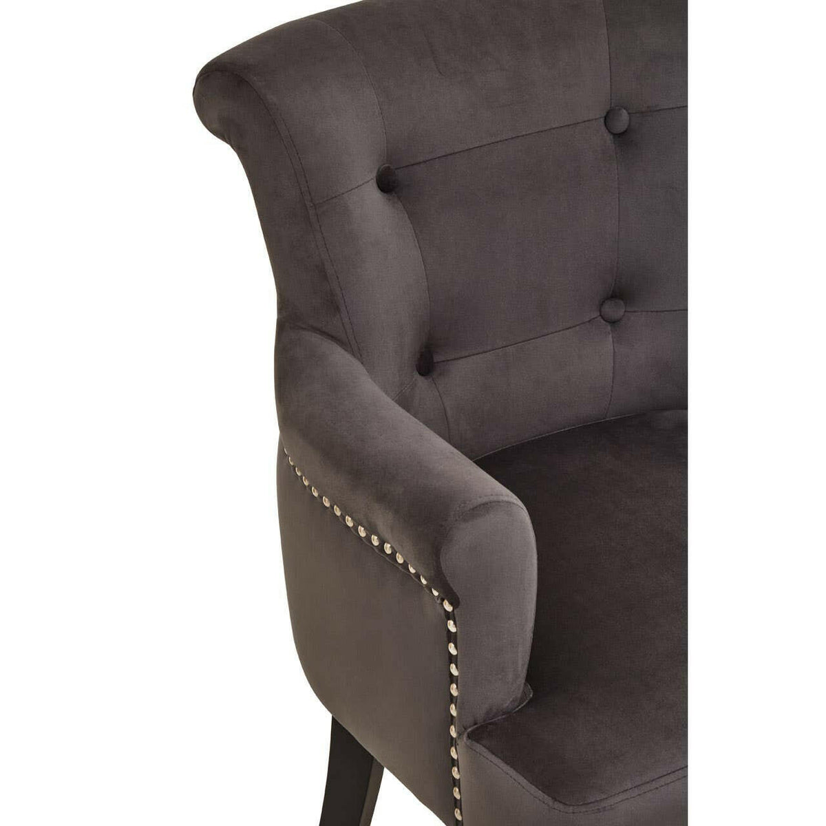 Doucet Grey Velvet Chair With Ring Back.