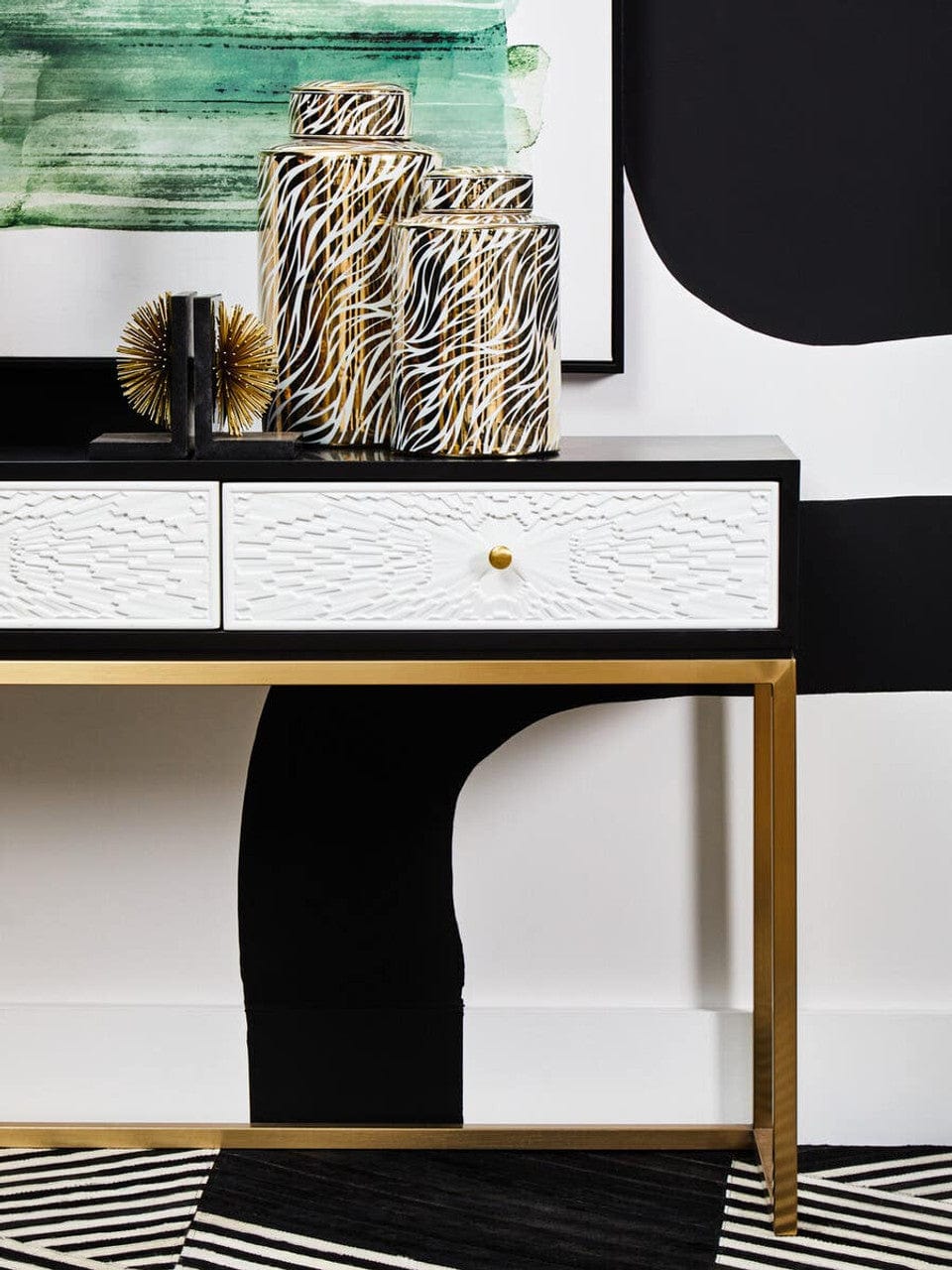 Noosa & Co. Living Dumas Black and White Console Table with Drawers House of Isabella UK