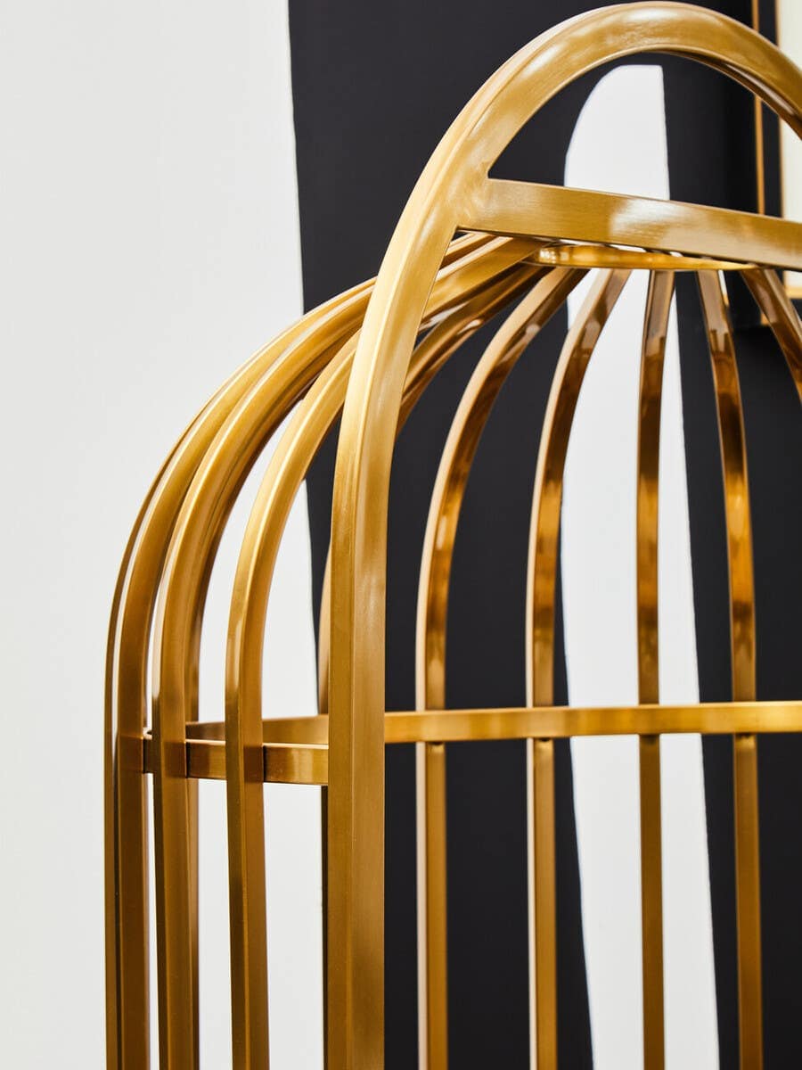 Eliza Brushed Gold Dome Cage Chair.