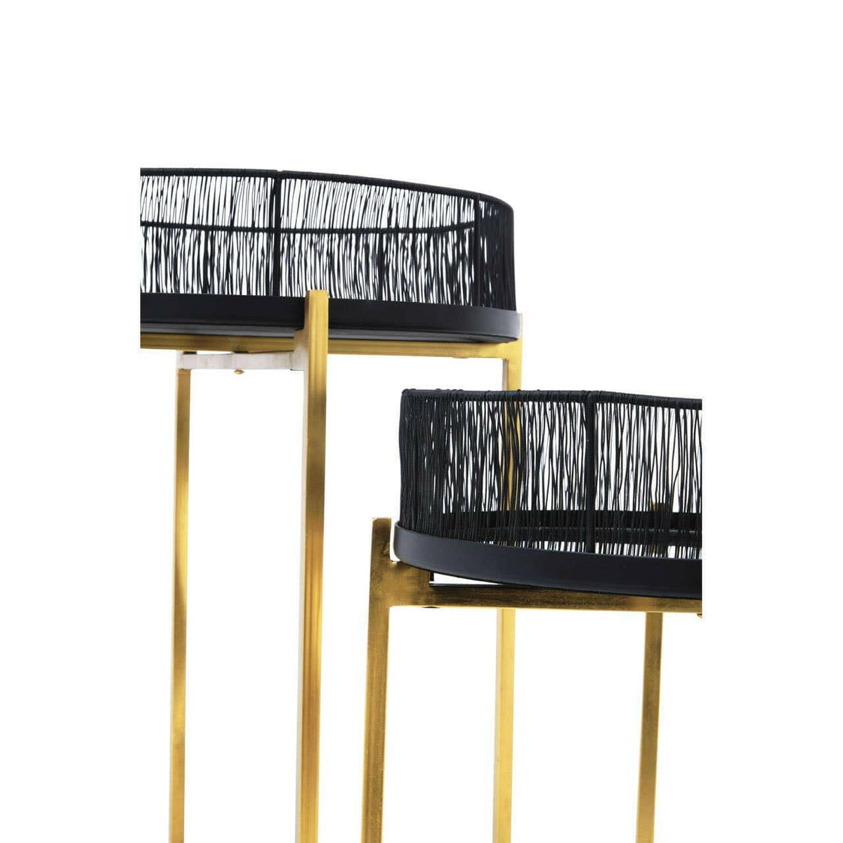 Enzo Set Of Two Black Wire And Gold Frame Tables.