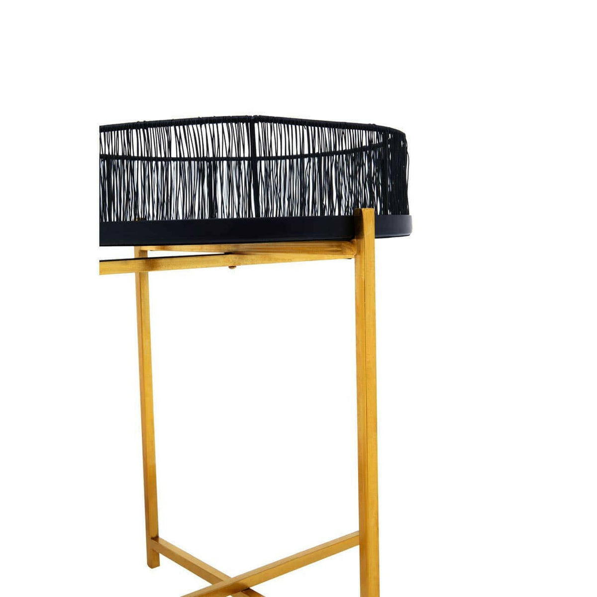 Enzo Set Of Two Black Wire And Gold Frame Tables.