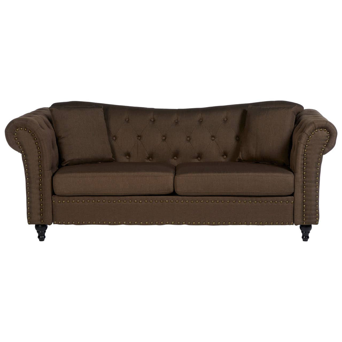 Fable 3 Seat Natural Chesterfield Sofa.