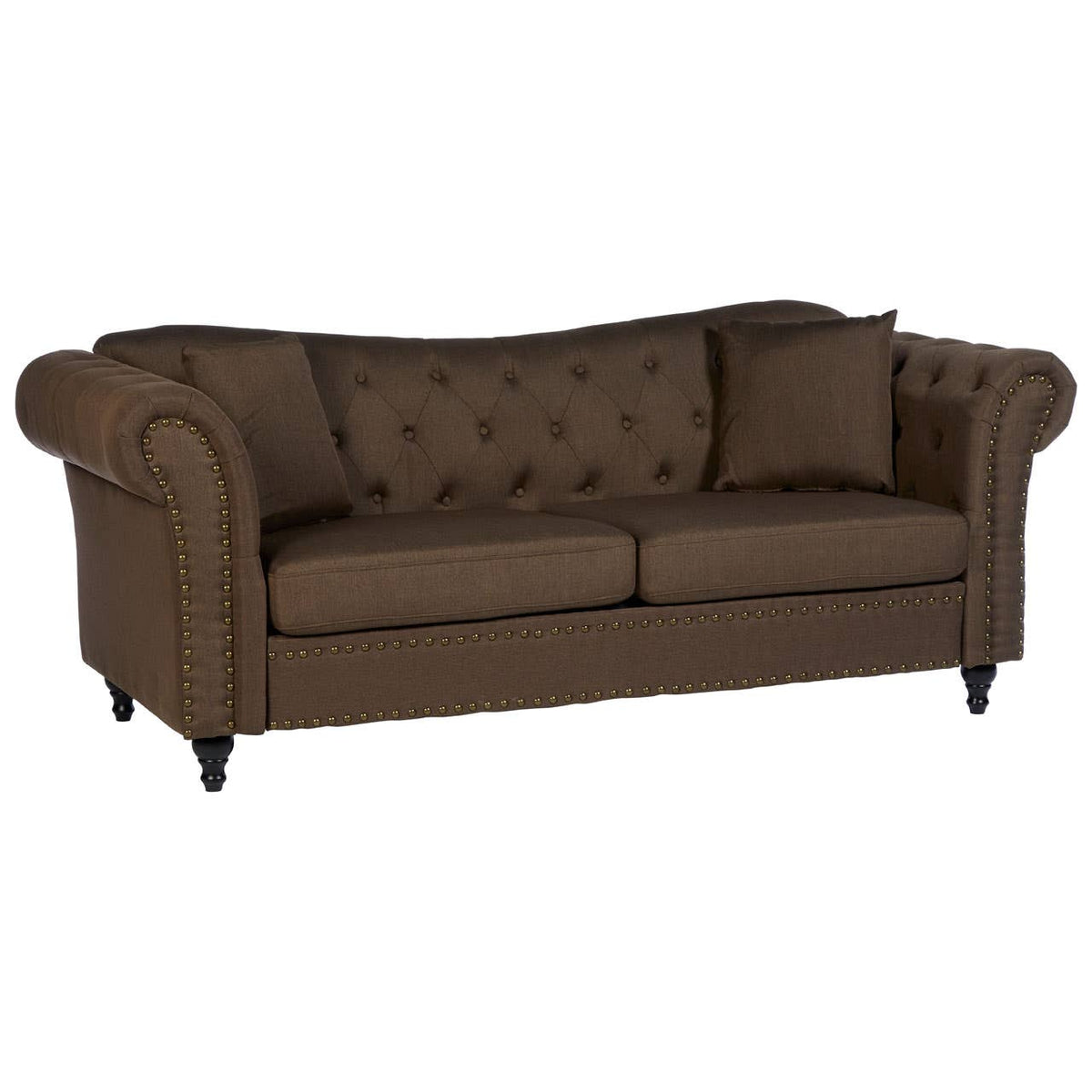Fable 3 Seat Natural Chesterfield Sofa.