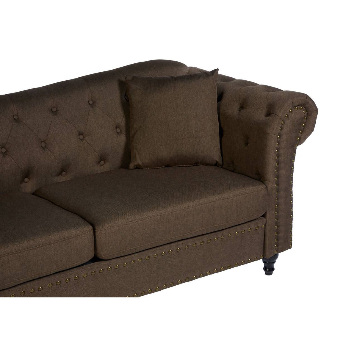 Fable 3 Seat Natural Chesterfield Sofa.
