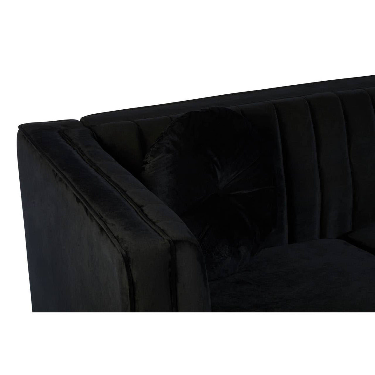 Farah 2 Seat Black Velvet Sofa.