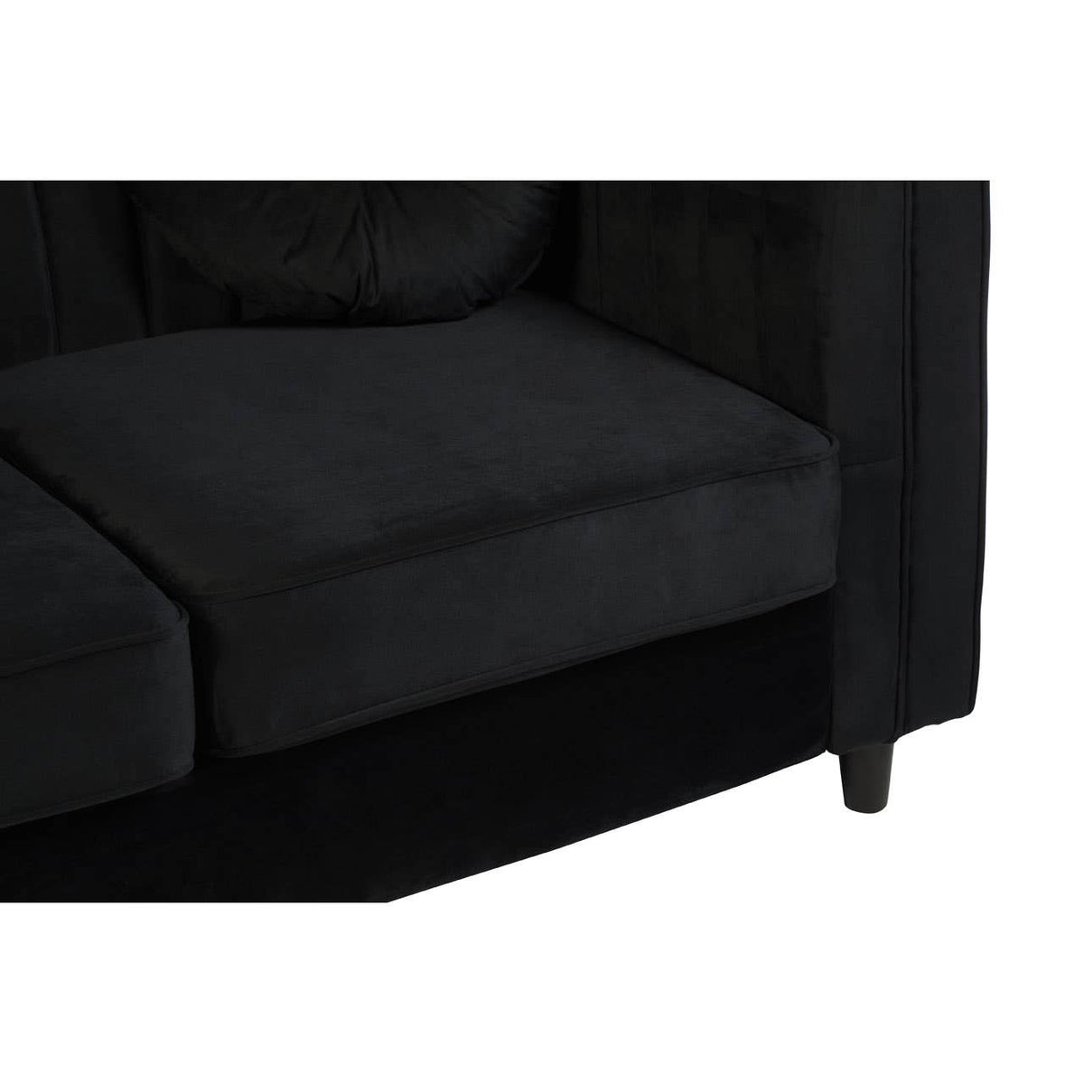 Farah 2 Seat Black Velvet Sofa.