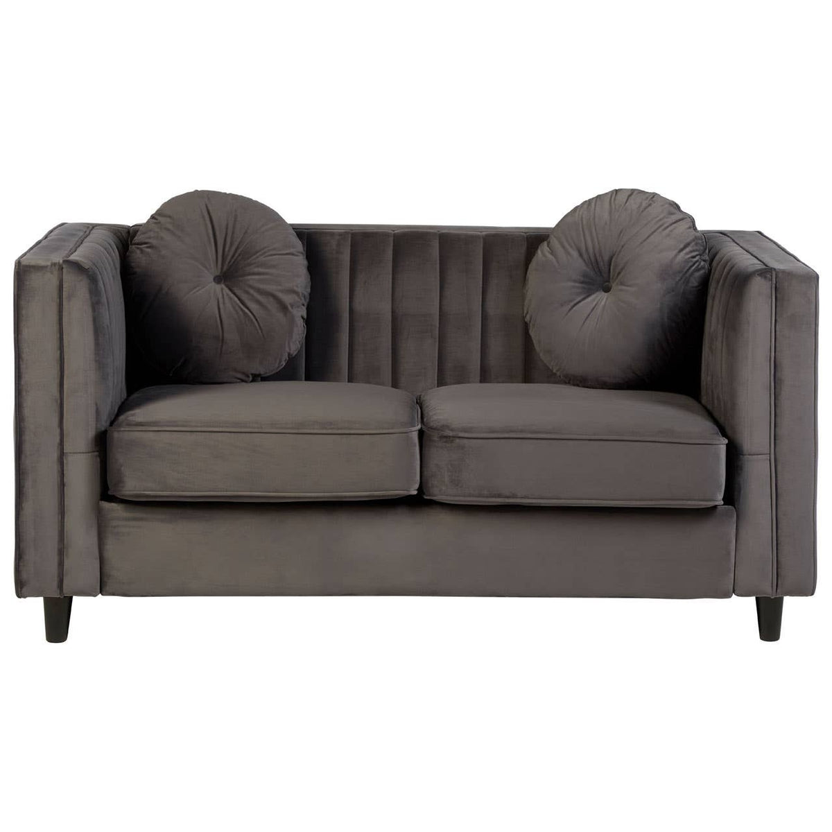 Farah 2 Seat Grey Velvet Sofa.