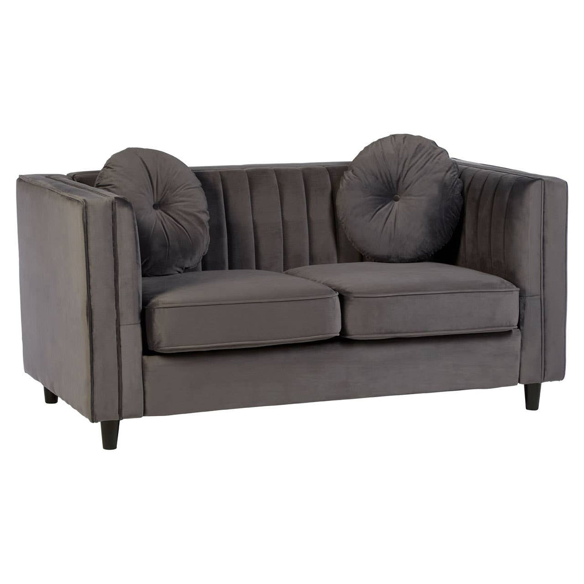 Farah 2 Seat Grey Velvet Sofa.