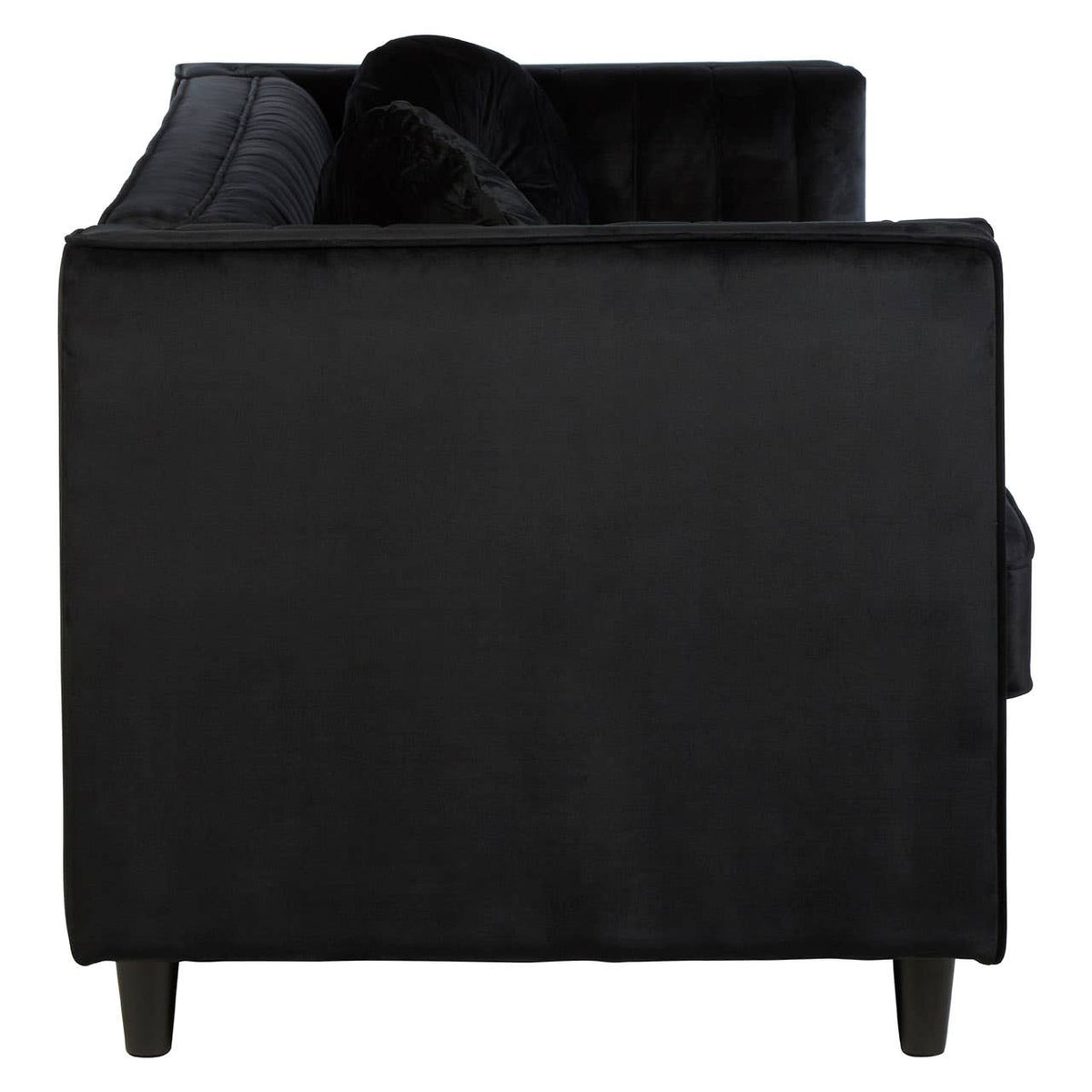 Farah 3 Seat Black Velvet Sofa.