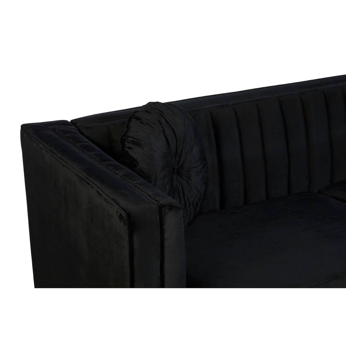Farah 3 Seat Black Velvet Sofa.