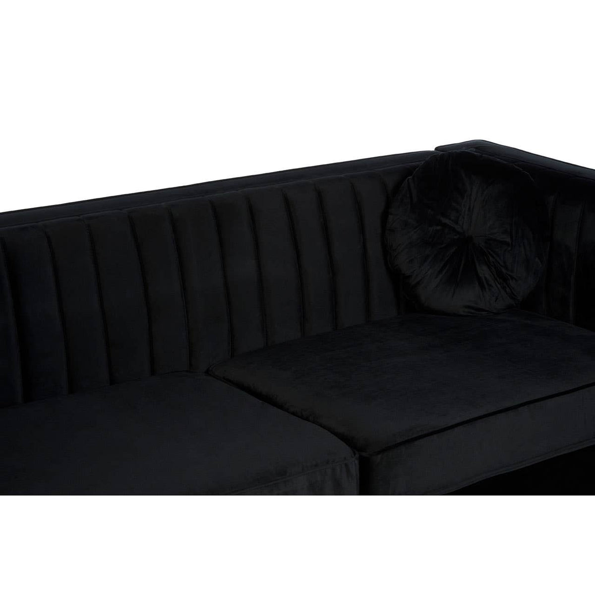 Farah 3 Seat Black Velvet Sofa.