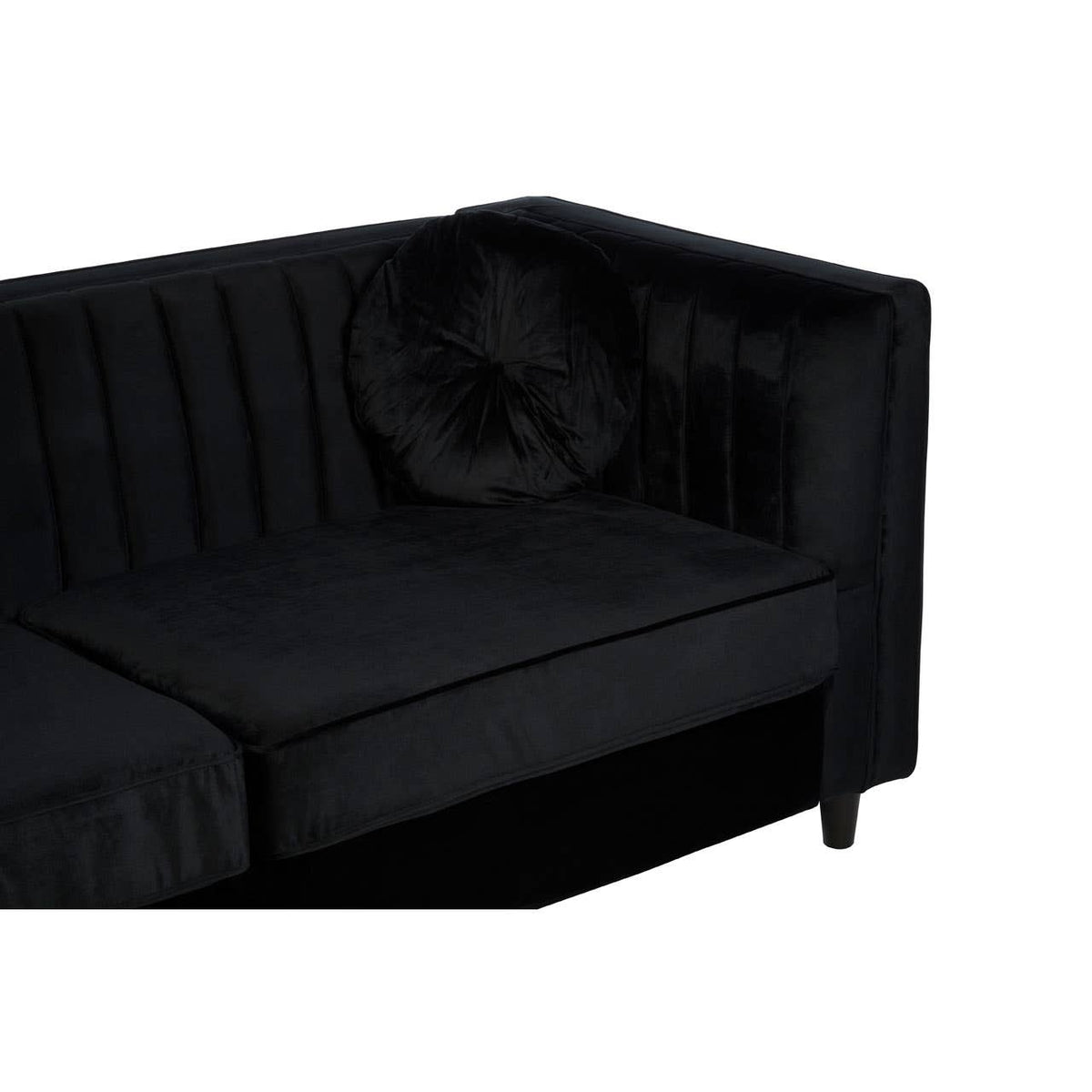 Farah 3 Seat Black Velvet Sofa.