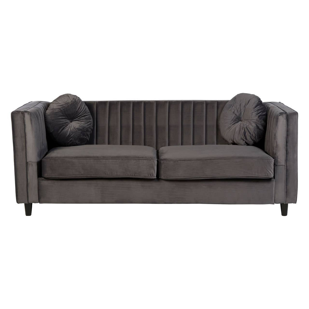 Farah 3 Seat Grey Velvet Sofa.