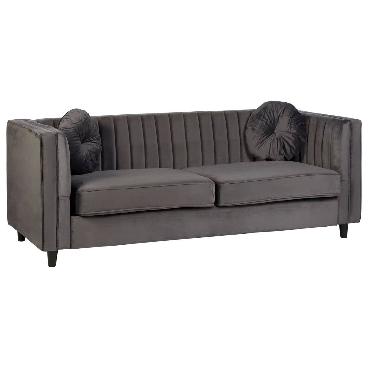 Farah 3 Seat Grey Velvet Sofa.