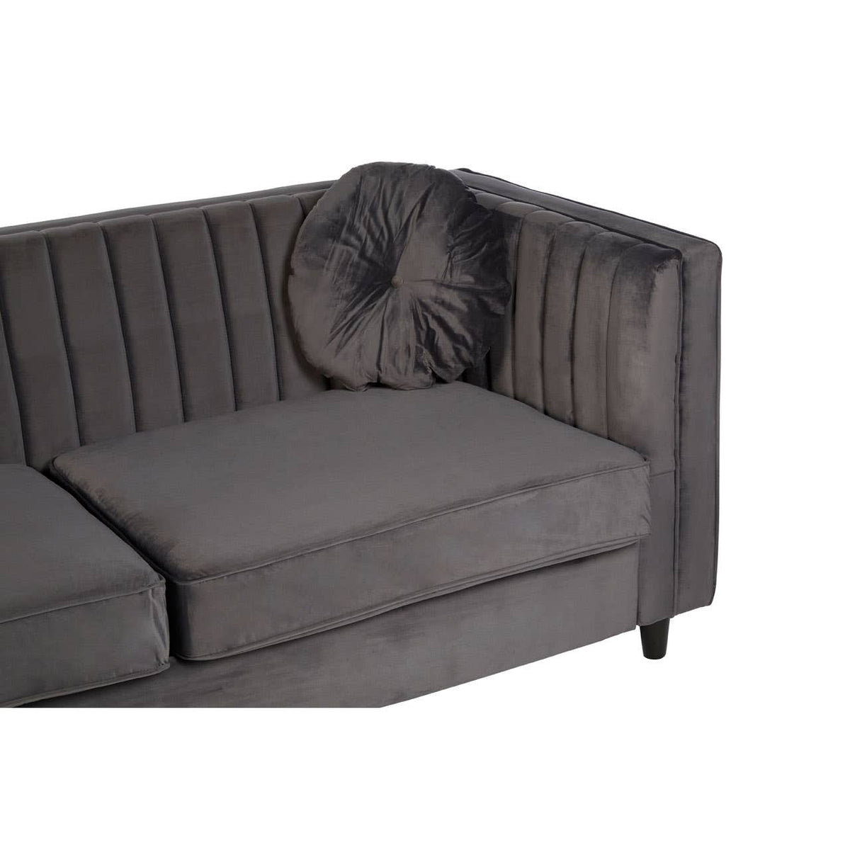 Farah 3 Seat Grey Velvet Sofa.