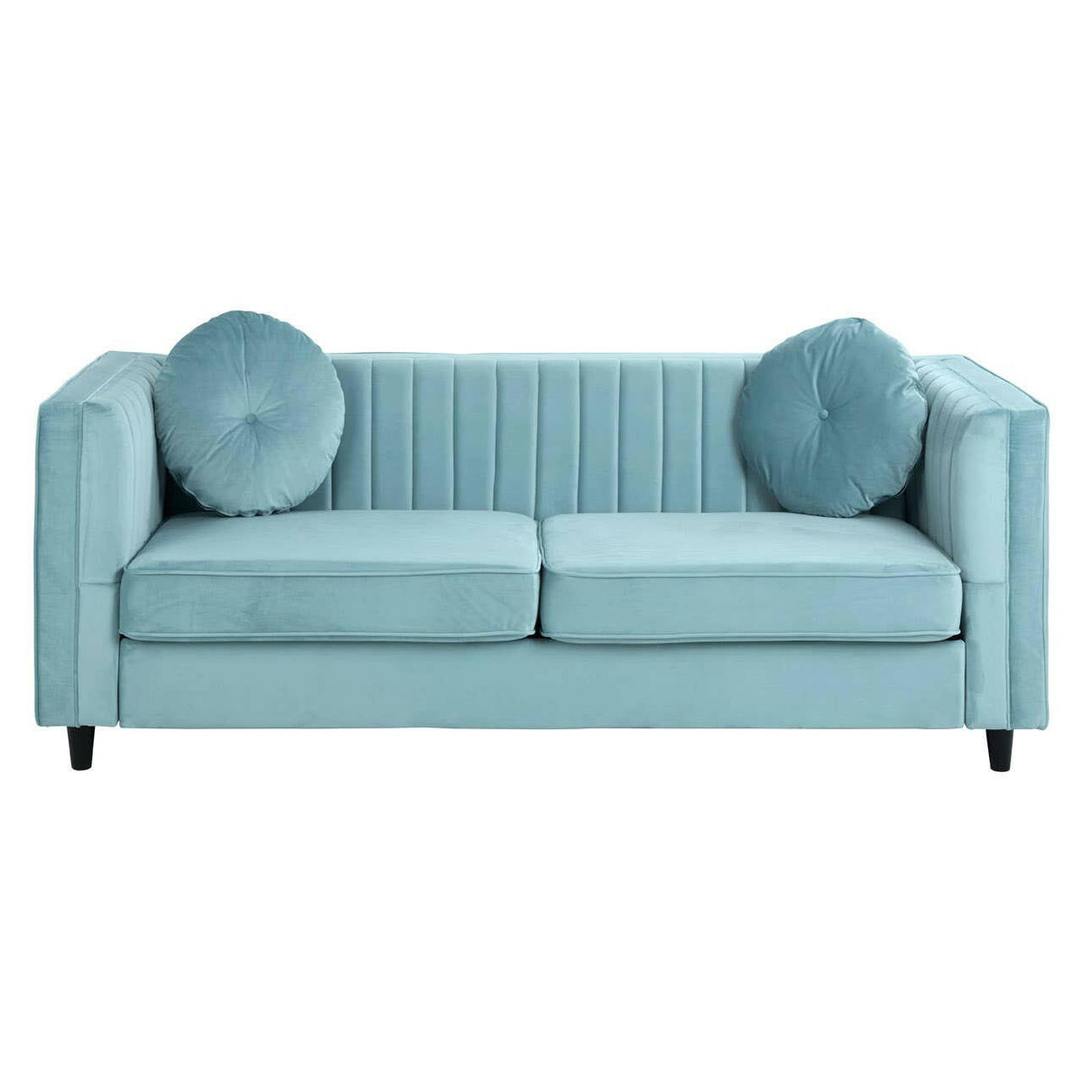 Farah 3 Seat Midnight Green Velvet Sofa.