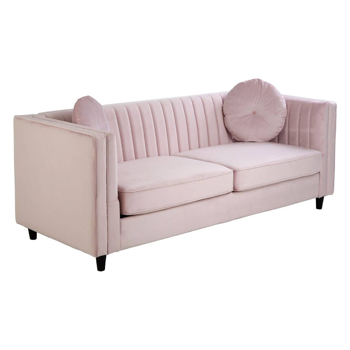 Farah 3 Seat Pink Velvet Sofa.