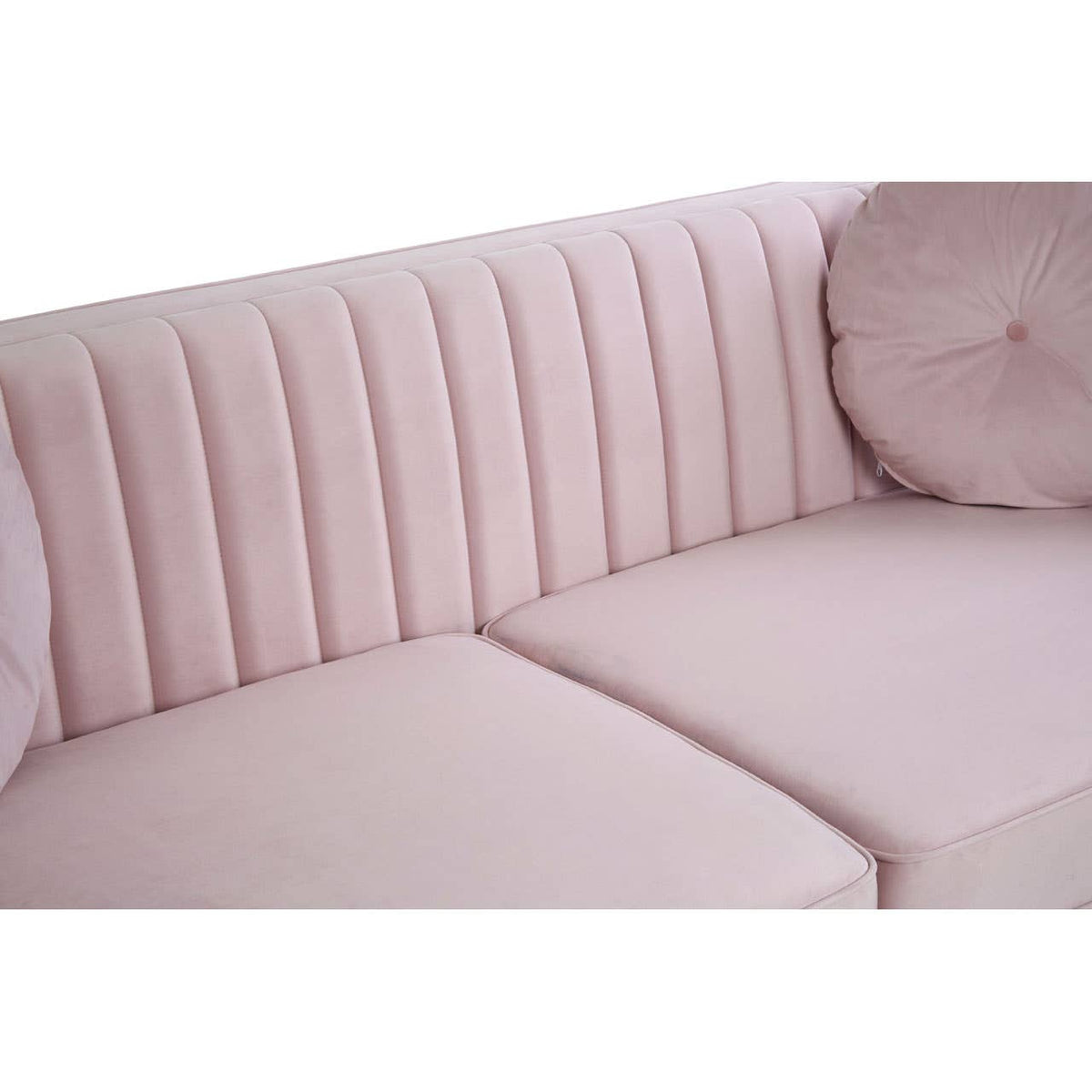 Farah 3 Seat Pink Velvet Sofa.