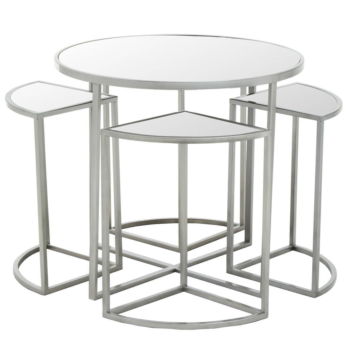 Farran 5Pc Silver Finish Iron Tables.