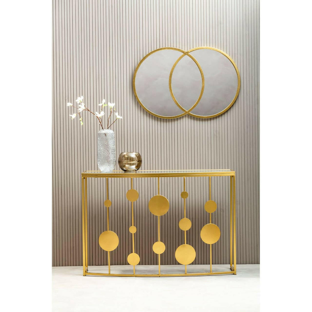 Farran Gold Finish Console Table With Mirror.