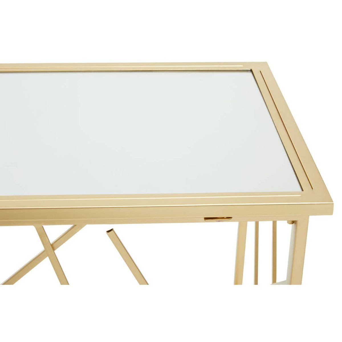 Farran Gold Finish Console Table With Mirror Top.