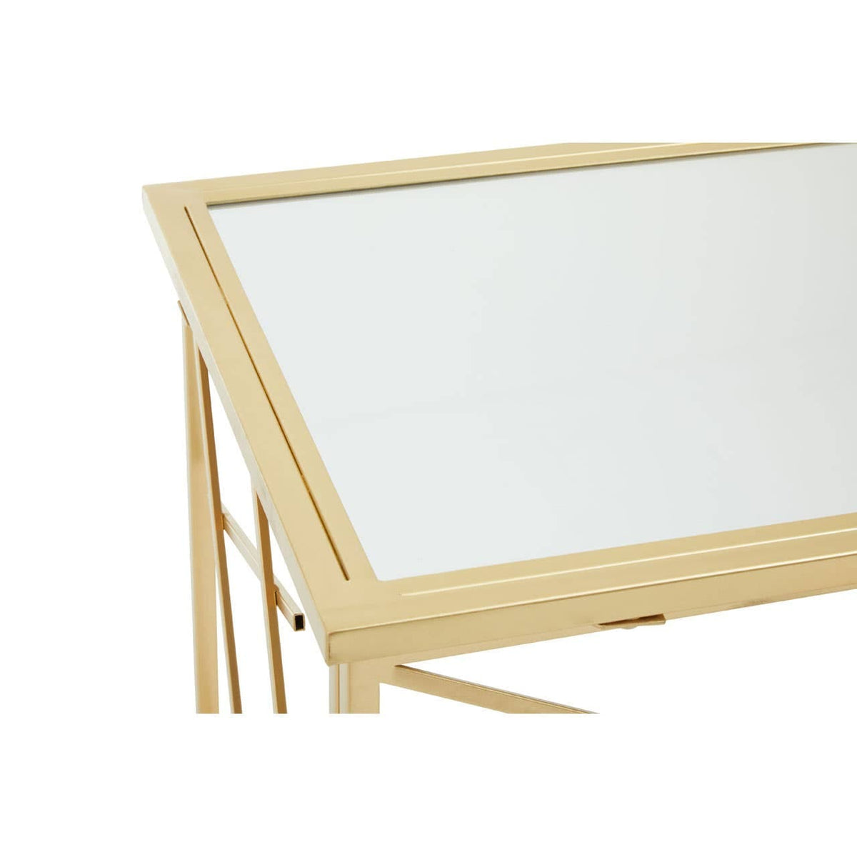 Farran Gold Finish Console Table With Mirror Top.