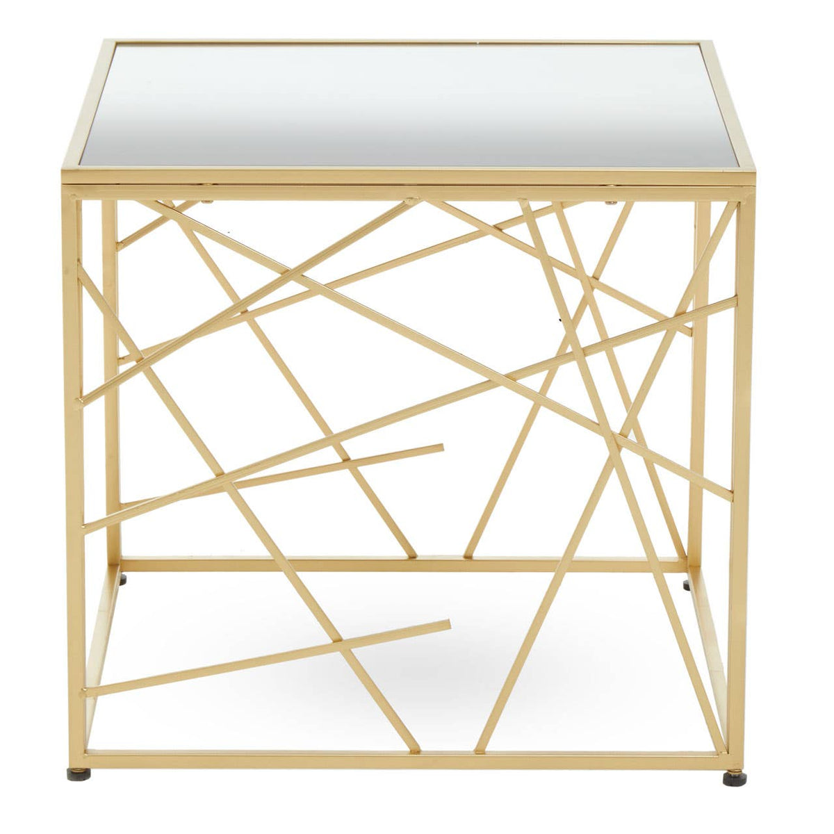 Farran Gold Finish Side Table With Mirror Top.