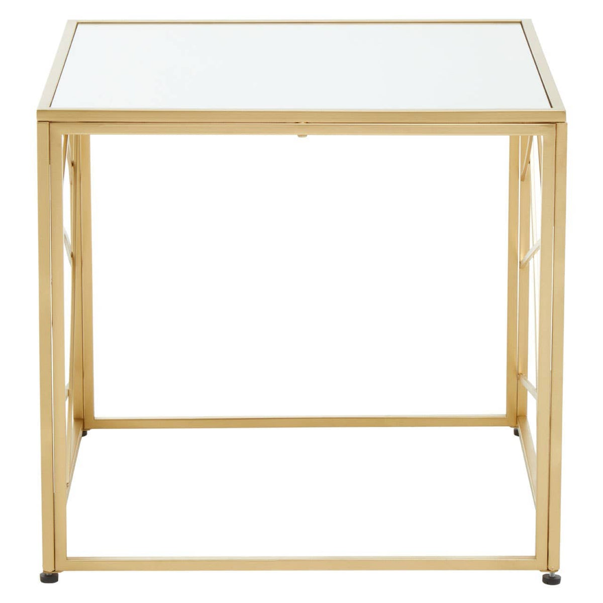 Farran Gold Finish Side Table With Mirror Top.