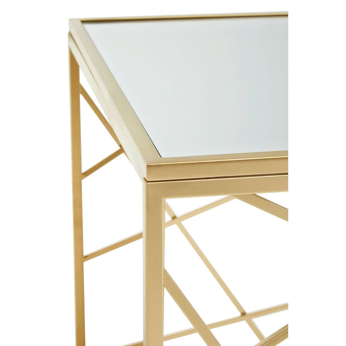 Farran Gold Finish Side Table With Mirror Top.