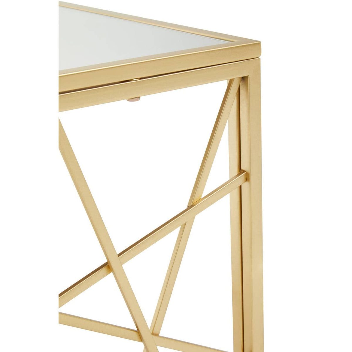 Farran Gold Finish Side Table With Mirror Top.