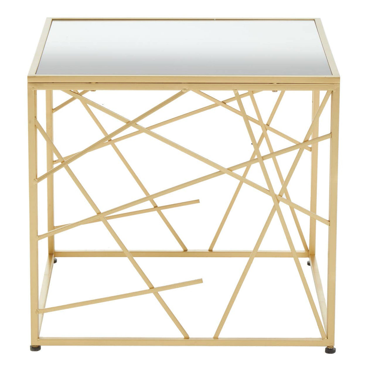 Farran Gold Finish Side Table With Mirror Top.
