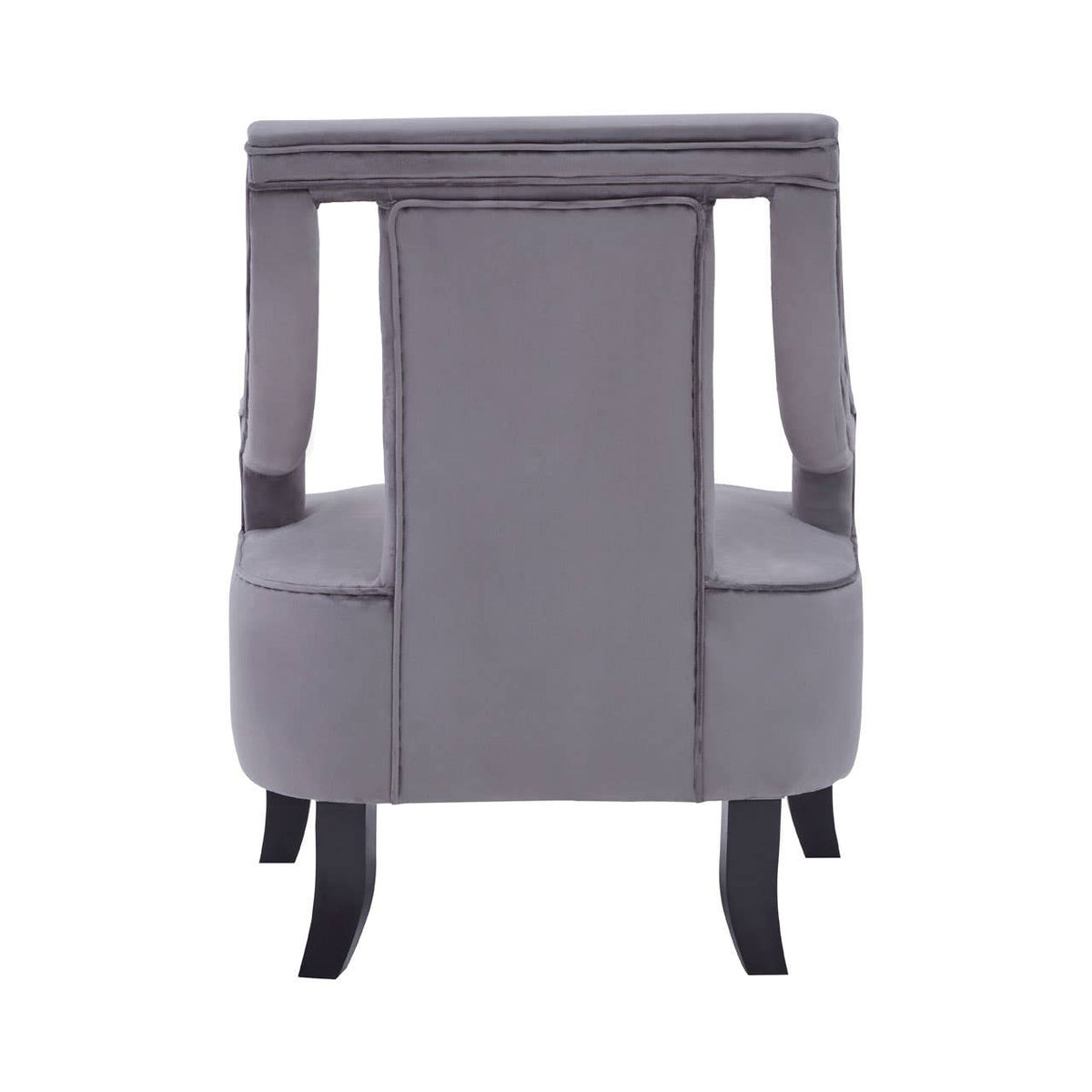 Faye Grey Velvet Chair With Wooden Legs.