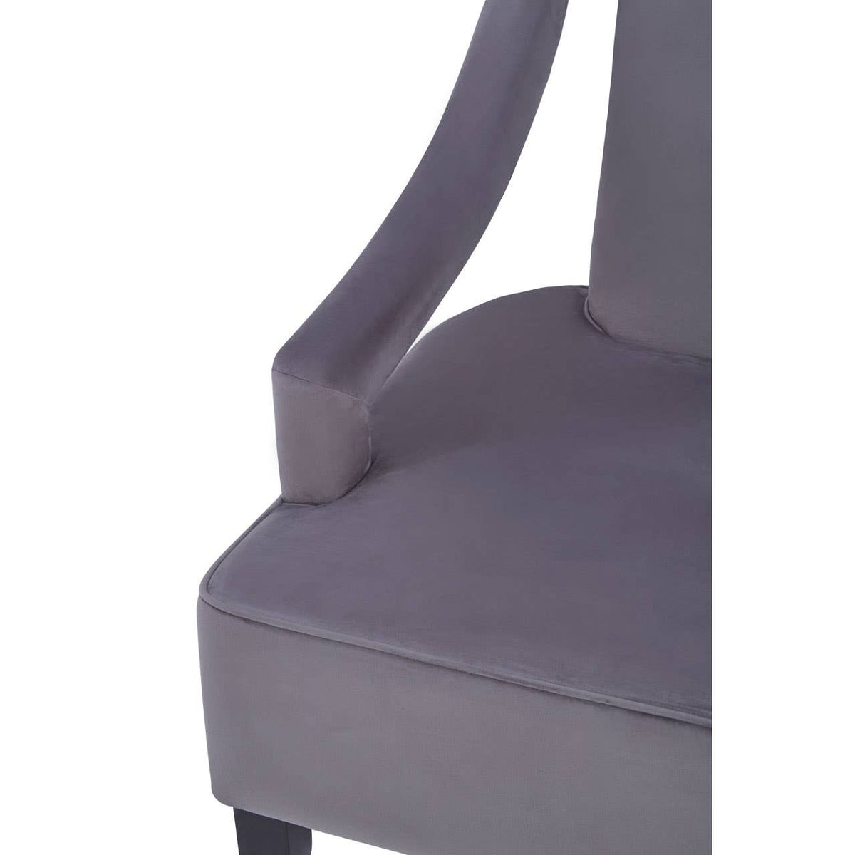 Faye Grey Velvet Chair With Wooden Legs.