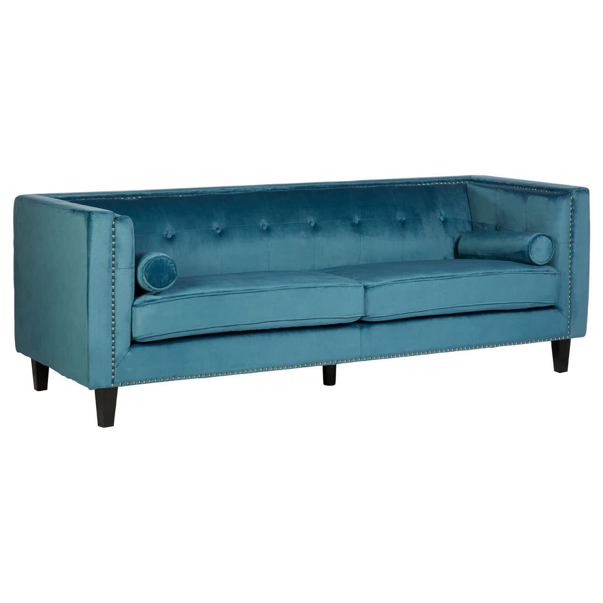 Felisa 3 Seat Blue Velvet Sofa.